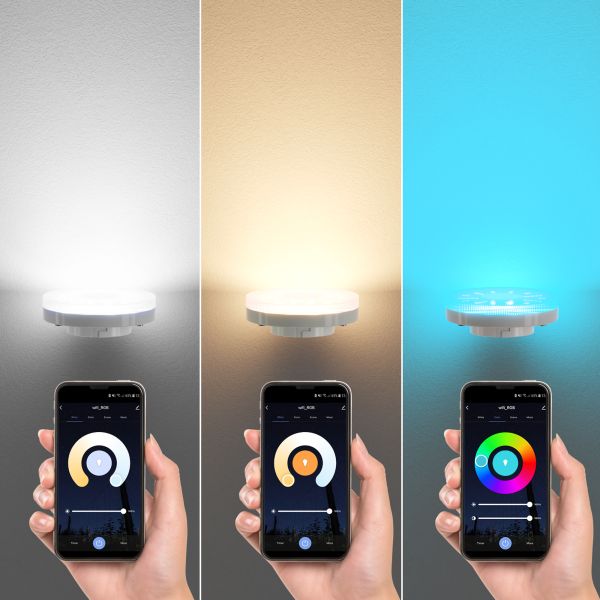 GX53 LED RGB Leuchtmittel, warmweiß - kaltweiß (2900 - 6100 K), 6,6 W, 670lm, 107°, Smart Home, WLAN, Alexa, matt im Angebot