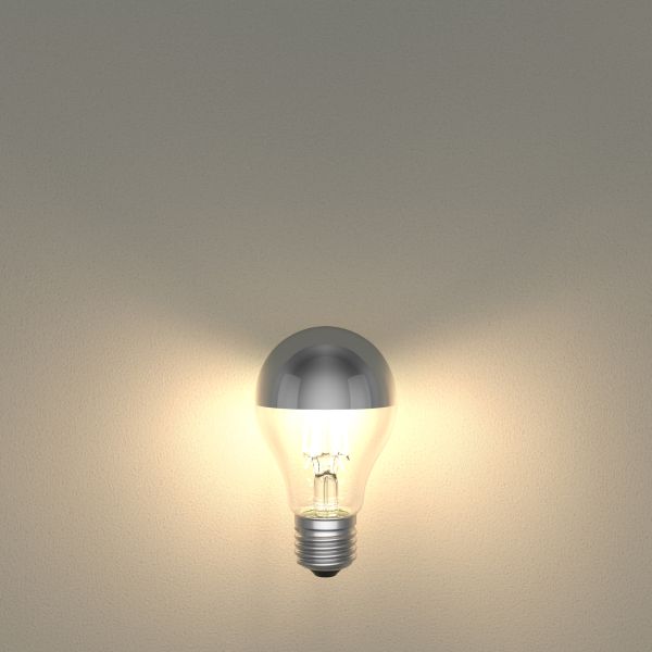 E27 LED Leuchtmittel, A60, warmweiß (2700 K), 4,1 W, 461lm, Kopfspiegel (silber) Günstiger Verkauf