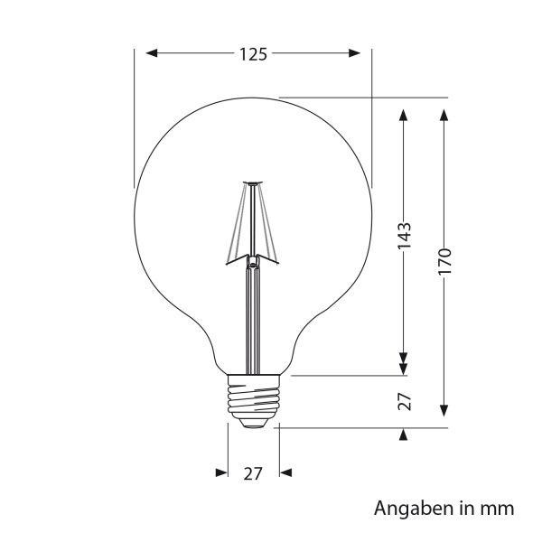 E27 LED Leuchtmittel, G125, warmweiß (2700 K), 6,2 W, 845lm, Milchglas extra matt Exklusivangebot