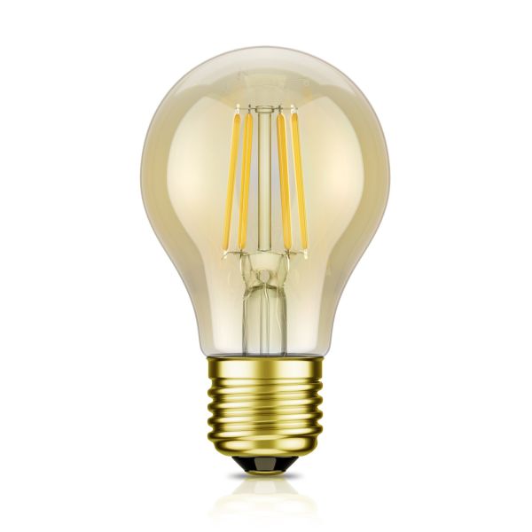 E27 LED Leuchtmittel, A60, extra warmweiß (2500 K), 4,2 W, 471lm, goldfarben Zeitlich begrenztes Angebot