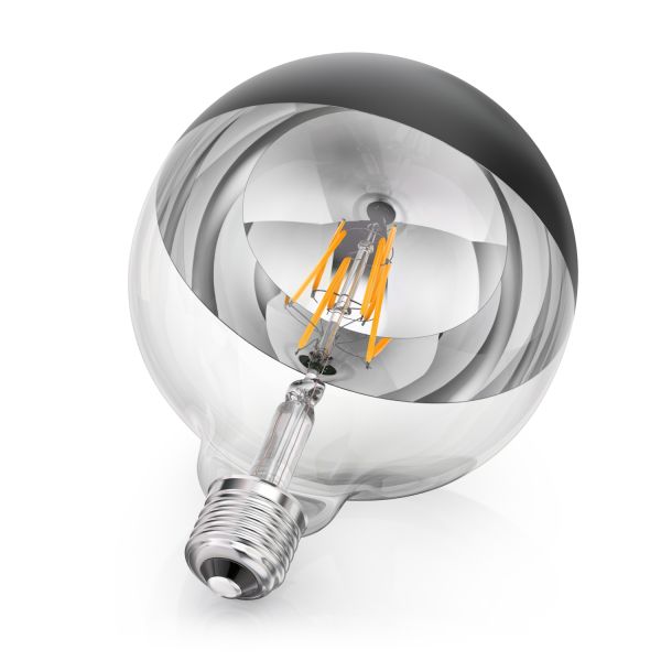 E27 LED Leuchtmittel, G125, warmweiß (2700 K), 6,7 W, 660lm, Kopfspiegel (schwarz) Große Rabatte