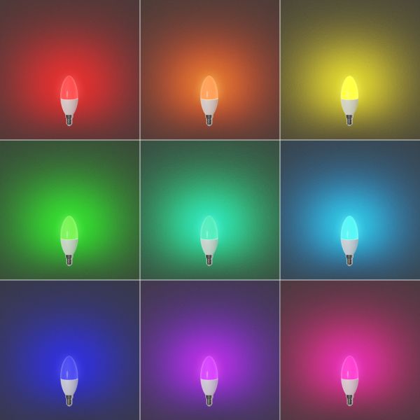 E14 LED RGB Leuchtmittel, Kerze, warmweiß - kaltweiß (2900 - 6400 K), 5,1 W, 572lm, Smart Home, WLAN, Alexa, matt Bestseller