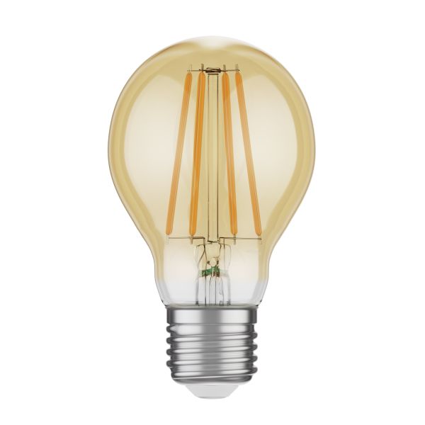 E27 LED Leuchtmittel, A60, extra warmweiß (2400 K), 7 W, 778lm, 3-Stufen-Dimmer, goldfarben Riesige Ersparnisse