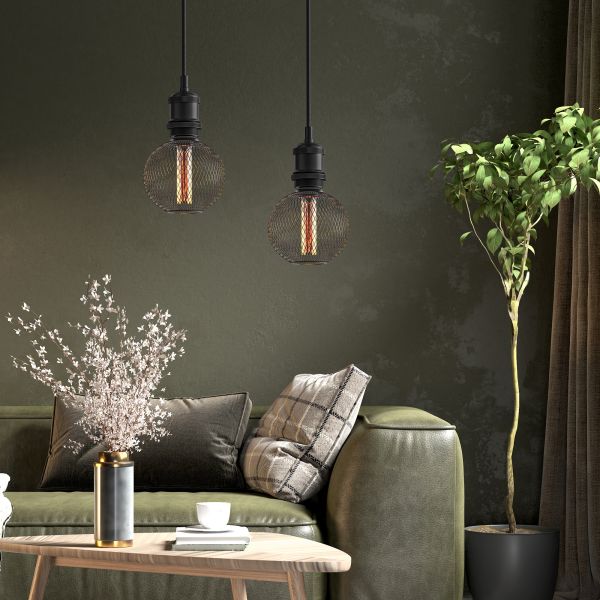 E27 LED Leuchtmittel, Lampe, Metallkäfig schwarz, G120, extra warmweiß (1800 K), 4W, 220lm Letzte 3 Tage
