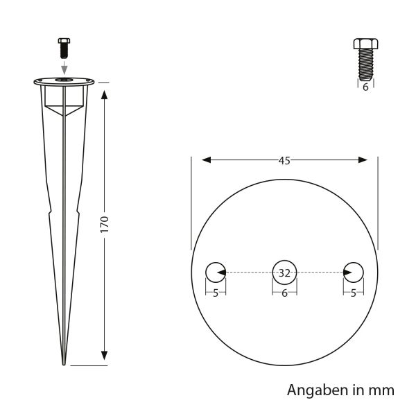 Garten-Erdspieß, für Gartenleuchten, schwarz, 17cm, 45mm Ø Bis zu 60% Rabatt