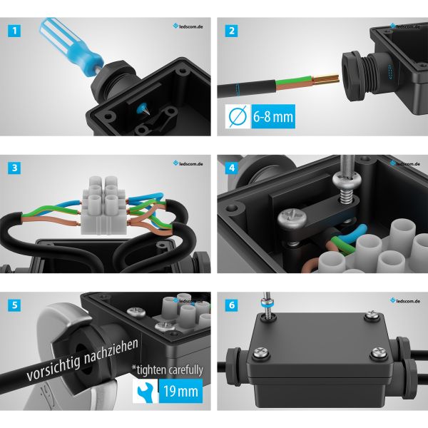 2-fach Kabelverbinder für außen, IP68, Muffe für 6 - 8mm Kabel-Durchmesser Rabatte dieses Monats
