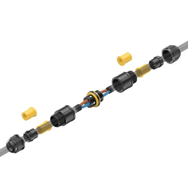 Kabelverbinder für außen, IP68, Muffe für 5 - 12mm Kabel-Durchmesser Auslauf