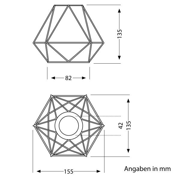 Käfig Lampenschirm mit Hanfseil, Diamant, schwarz, 155mm Ø Online Shopping
