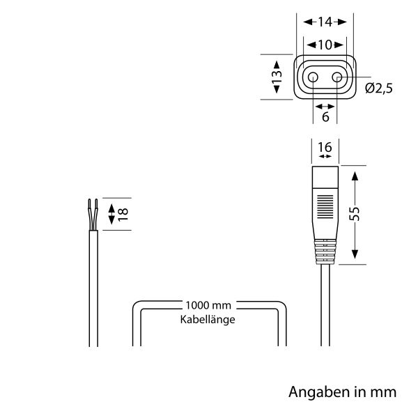 Anschlusskabel von 2-adrig auf Stecksystem SPIDER, 1m, weiß 2 x 0,75 mm² Weihnachtsangebot