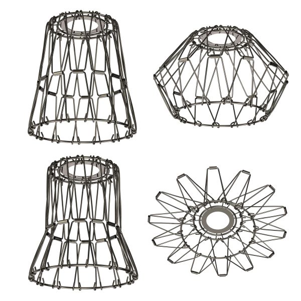 Käfig-Lampenschirm, chrom-schwarz, 135mm Ø im Angebot