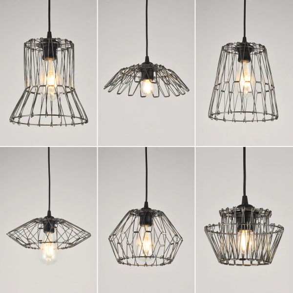 Käfig-Lampenschirm, chrom-schwarz, 135mm Ø im Angebot