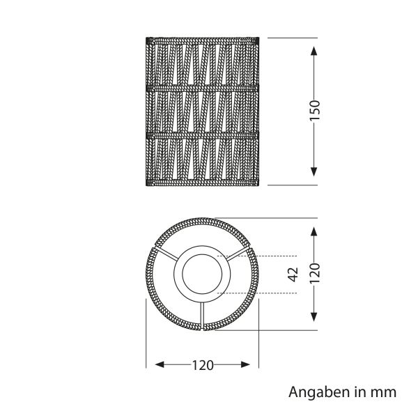 Handgefertigter Boho-Seil-Lampenschirm, natur-beige, 120mm Ø Online Shopping
