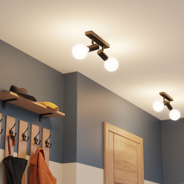 E27 Vintage Wand-Leuchte FARE, Retro, schwarz, schwenkbar, 2-flammig (Leuchtmittel wählbar) Zeitlich begrenztes Angebot