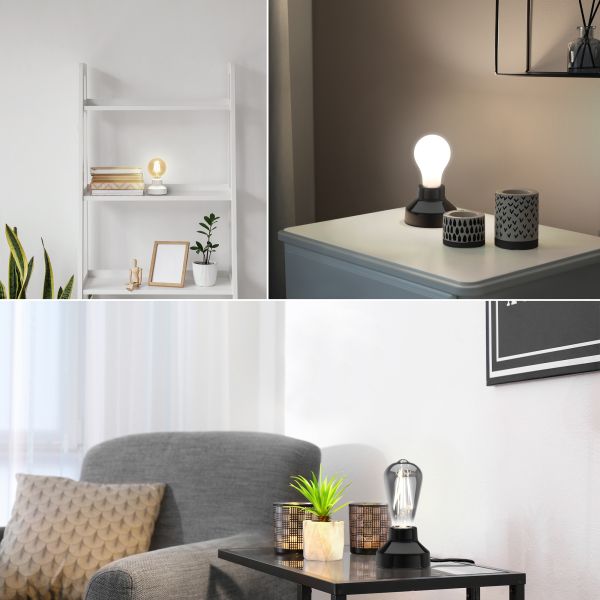 E27 Porzellan Tischlampe TIX rund mit Stecker und Schalter (Farbe, Leuchtmittel wählbar) Tiefpreis