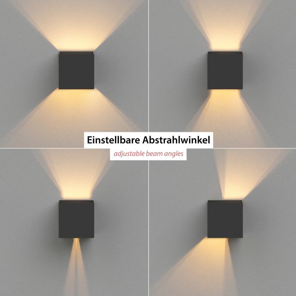 Wandleuchte CUBEL, Dämmerungssensor, Bewegungsmelder für außen, IP65, Up & Downlight (Farbe, Leuchtmittel wählbar) Super Sparpreis