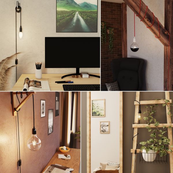 3m Textilkabel LEHA Stecker, Schalter, 3m (Farbe, Leuchtmittel wählbar) Letzte 2 Tage