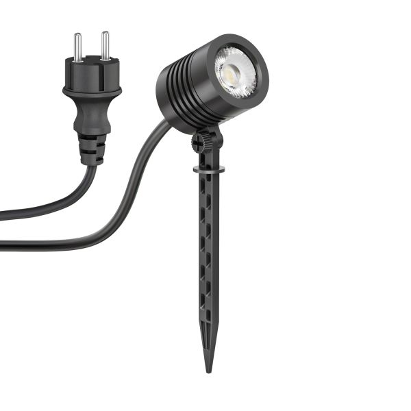 Kleiner LED Gartenstrahler mit Erdspieß TARL für außen, IP65, Stecker, schwarz, 4,3 W (Lichtfarbe wählbar) Outlet