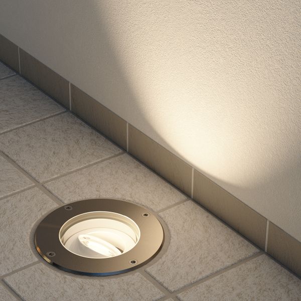 Bodeneinbaustrahler BOFU für außen schwenkbar Edelstahl rund IP67 150mm Ø (Farbe, Leuchtmittel wählbar) im Angebot
