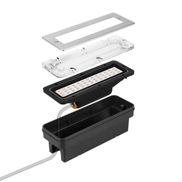 LED Treppenlicht/Wandeinbauleuchte für innen und außen, eckig, edelstahl, 198 x 61mm, 2,2 W, 248lm, warmweiß Cyber Monday