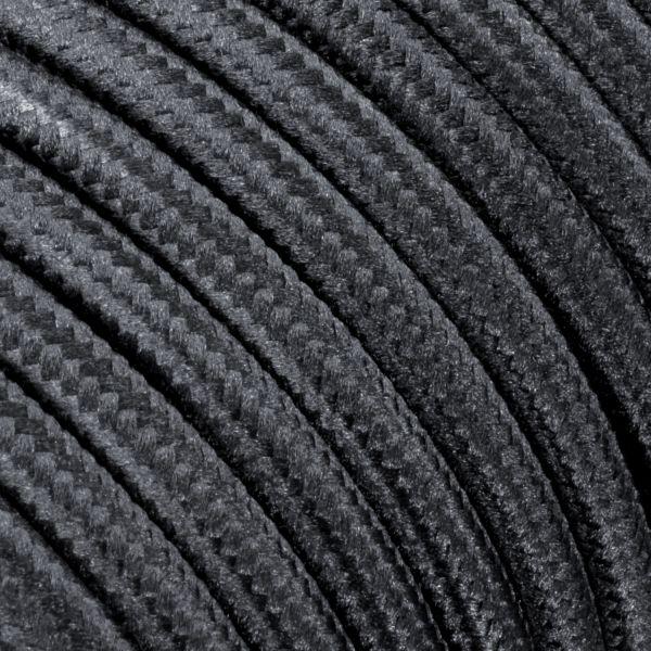 3m Textilkabel RETRA, Vintage, schwarz, E27 Fassung, Stecker, Schalter, Käfig-Schirm, schwarz mit Hanf, 200mm Ø Neuheiten