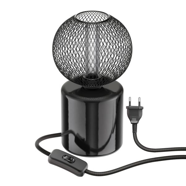 Tischlampe TIPO Porzellan, Stecker, Schalter, schwarz, inkl. E27 LED, G120, extra warmweiß, 4W, 220lm Nur noch ein Tag übrig