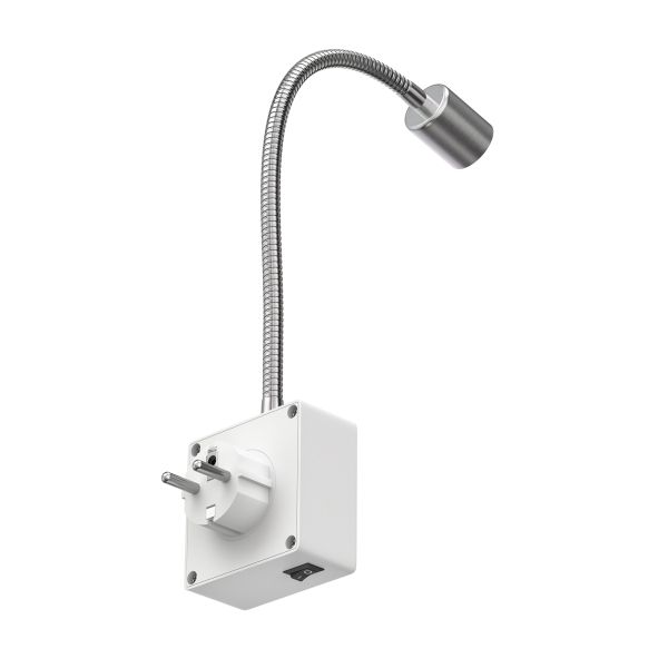 Steckdosenlampe LESCH Leselampe, chrom/weiß inkl. Smart Home GU10 LED Lampe 5,5W, 473lm Fabrikladen
