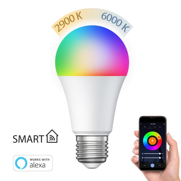 Textilkabel LEHA mit Stecker, Schalter und E27 Fassung, schwarz/weiß, 3m, inkl. Smart Home RGBW LED Lampe, 8,89W, 892lm Online