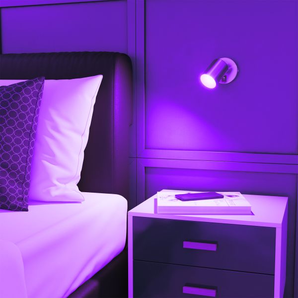 Wandspot WAIKA, einflammig, mit Schalter, GU10, chrom matt, inkl. Smart Home RGBW GU10 LED Lampe, 5,41W, 473lm Auslauf