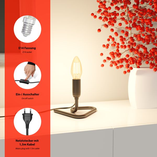 Tischlampe TRIN schwarz mit Stecker und Schalter, inkl. Smart Home RGBW E14 LED Lampe, 4,925W, 572lm Günstig kaufen