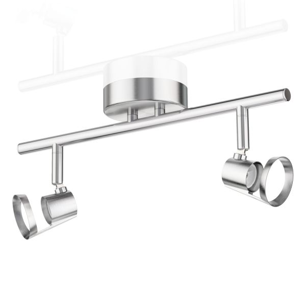 Deckenleuchte LEONIS, 2-flammig, edelstahl matt, 2x GU10 (Leuchtmittel wählbar) Flash Sale