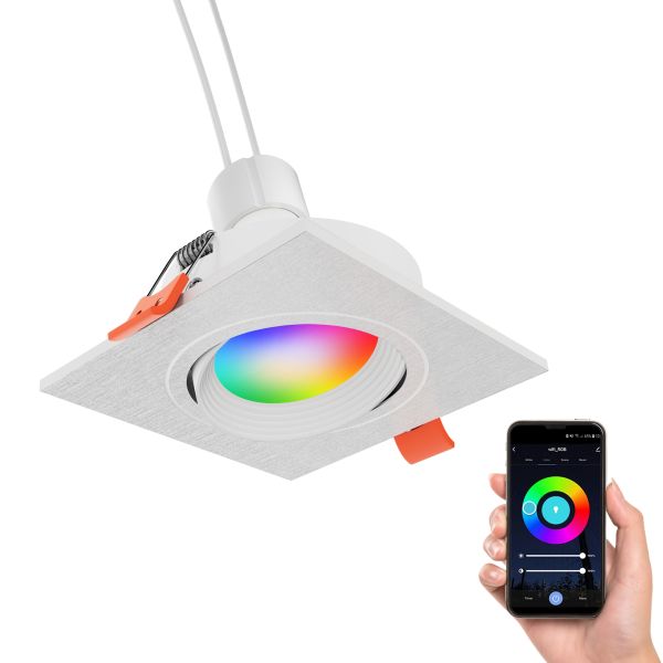 Decken-Einbaustrahler KUN, eckig, schwenkbar + Smart Home RGBW GU10 LED 473lm Online Outlet
