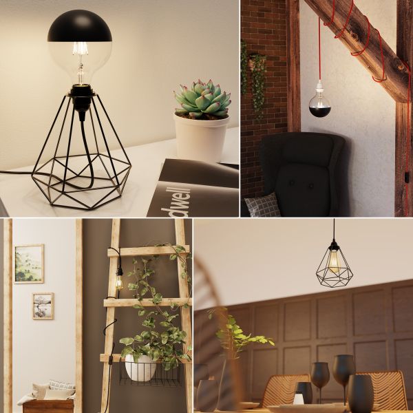Käfigleuchte groß, Textilkabel LEKA, Stecker, Schalter, 3m, (Farbe, Leuchtmittel wählbar) Exklusive Angebote