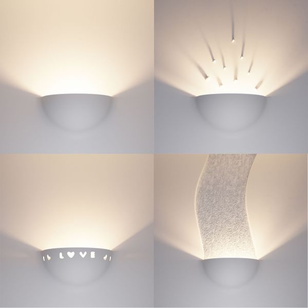 Gips Wandleuchte GIEDI DIY, Einbau, inkl. Smart Home RGBW E14 LED Lampe, 4,925W, 572lm JETZT KAUFEN