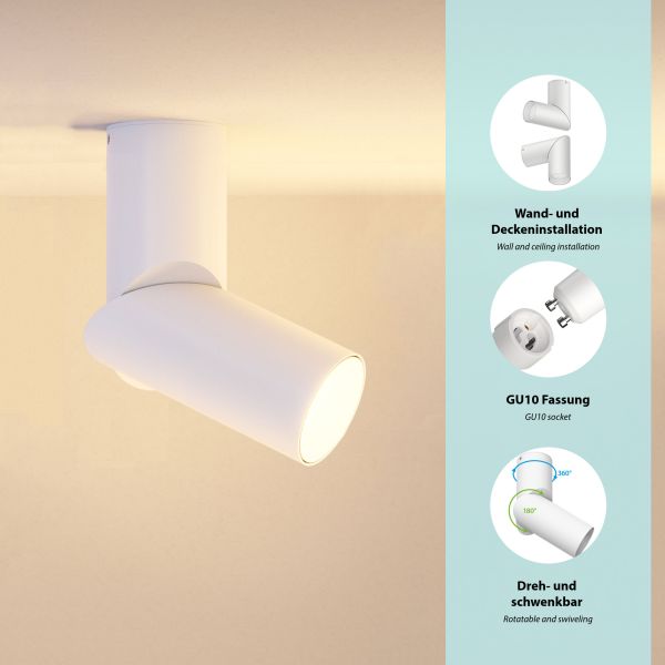 Deckenleuchte DAISI, weiß matt + Smart Home RGBW GU10 LED Lampe 473lm Letzte 2 Tage