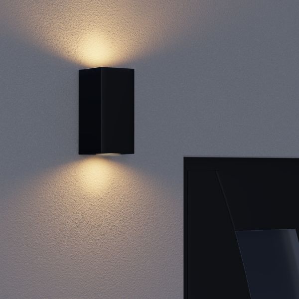 Wandleuchte ALSE für außen, Aluminium, IP54, zweiflammig, eckig, GU10 Up & Downlight (Farbe, Leuchtmittel wählbar) Bis zu 55% Rabatt