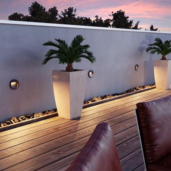 LED Wandeinbauleuchte NOLA, Downlight für außen, IP54, ´105mm Ø (Farbe, Lichtfarbe wählbar) Kostenloser Versand international