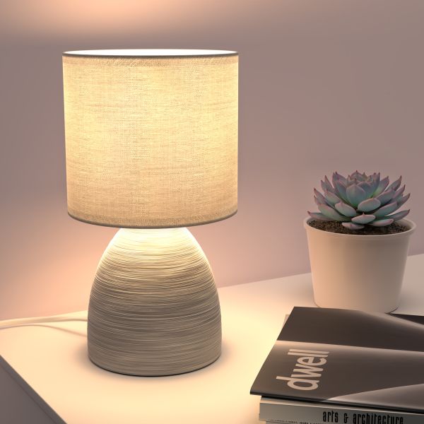Tischlampe CALA, Keramik, Stoffschirm (Stecker, Schalter) (Leuchtmittel, Farbe wählbar) Rabatte dieses Monats
