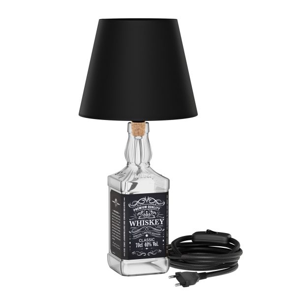 Tischlampe FLAKO, Schalter, Bakelit, Textilkabel, Lampenschirm, ohne Flasche, ohne Leuchtmittel (Farbe, Leuchtmittel wählbar) 2025