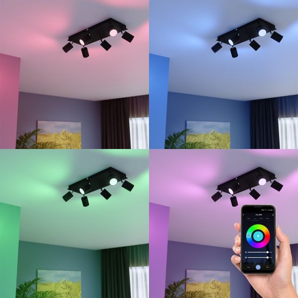 Deckenstrahler WAIKA, sechsflammig, inkl. Smart Home RGBW GU10 LED Lampen je 473lm (Farbe wählbar) Schlussverkauf