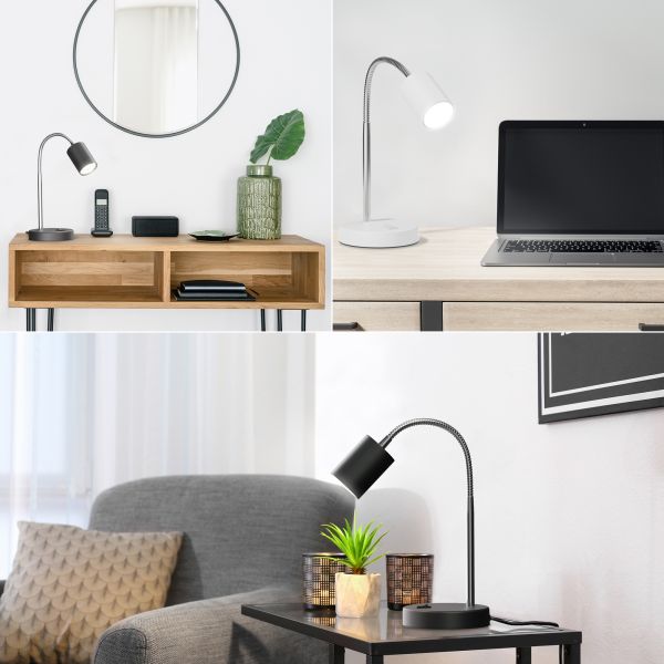 Tischleuchte WAIKA mit Schwanenhals und Schalter, inkl. Smart Home RGBW GU10 LED Lampe, 5,41W, 473lm (Farbe wählbar) Versandkostenfrei