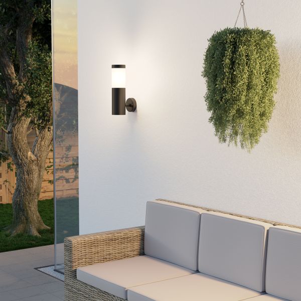 Wandleuchte PORU für außen, Edelstahl, rund + LED Smart Home RGBW Lampe, 892lm (Farbe wählbar) Begrenztes Angebot