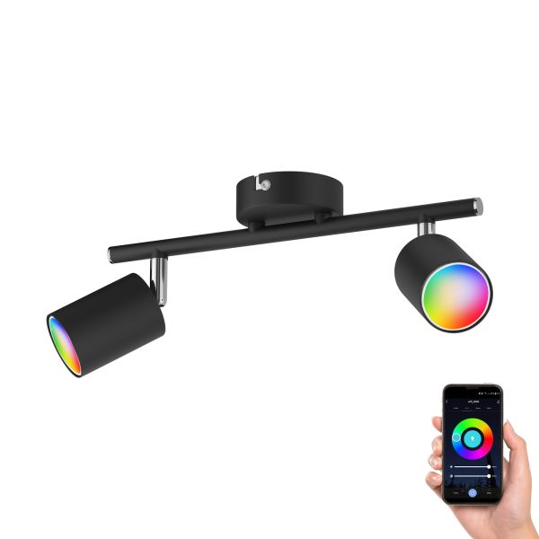Deckenstrahler WAIKA, zweiflammig, inkl. Smart Home RGBW GU10 LED Lampen je 473lm (Farbe wählbar) Black Friday