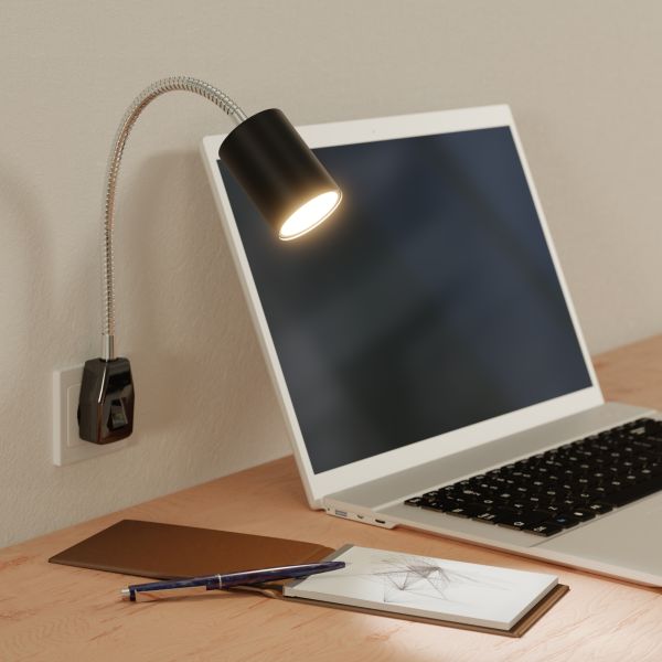 GU10 Steckdosenlampe WAIKA Schwanenhals, Schalter, inkl. Smart Home RGBW GU10 LED (Farbe wählbar) Vatertagsangebot