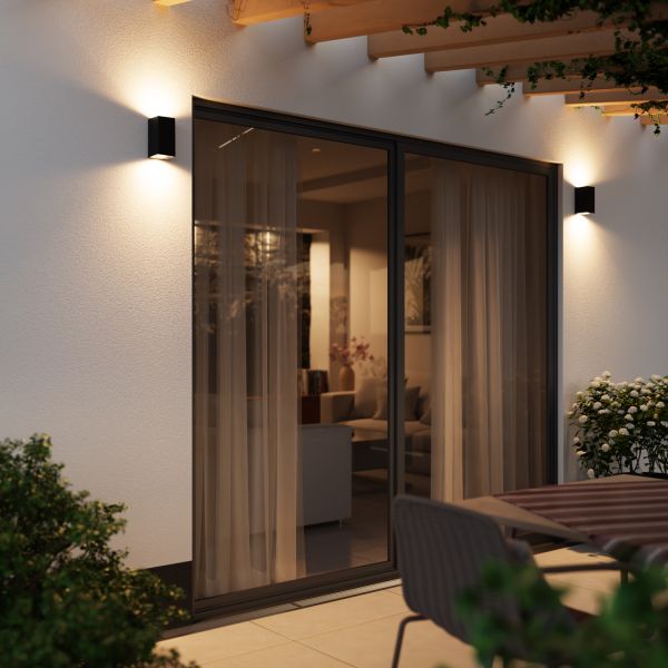 Wandleuchte ALSE Up- & Downlight für außen, Aluminium, eckig, inkl. 2 Smart Home RGBW GU10 LED Lampen, je 10,82W, je 473lm (Farbe wählbar) Jubiläumsangebot