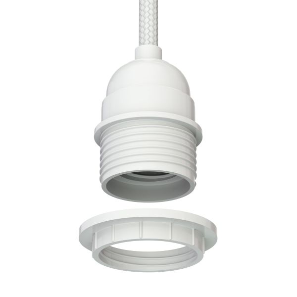 Käfig-Leuchte, weiß, 155mm Ø, Textilkabel LEKA, weiß, Stecker, Schalter und E27 Fassung, 3m Neueste Mode