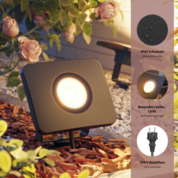 LED Gartenstrahler Wega mit Erdspieß für außen, schwarz, 28,005W, 2361lm, warm-weiß Online Outlet