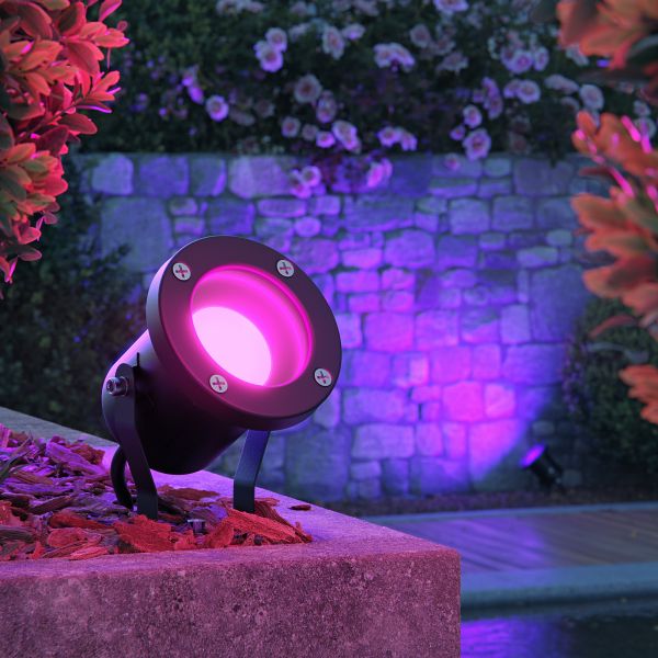 Gartenstrahler mit Erdspieß MIBU für außen, Edelstahl, inkl. Smart Home RGBW GU10 LED Lampe, 5,41W, 473lm (Farbe wählbar) Blitzangebot