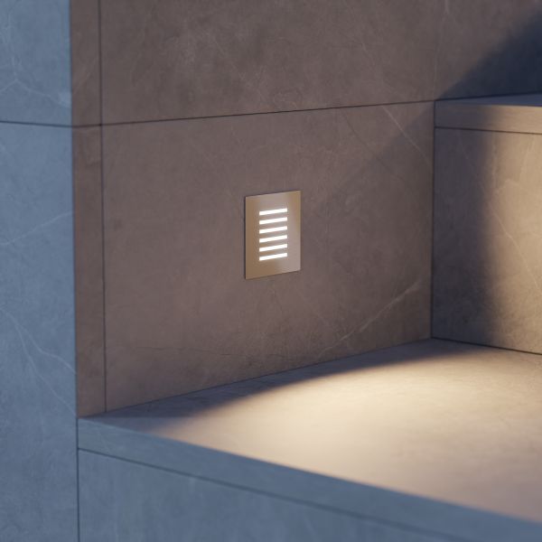 LED Treppenlicht / Wandeinbauleuchte FEX für innen und außen, Gitter, eckig, 85 x 85mm (Lichtfarbe wählbar) Tägliche Deals