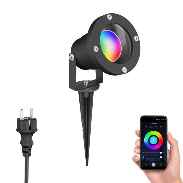 LED Gartenstrahler DUK Erdspieß für außen, Aluminium, IP65, inkl. Smart Home RGBW GU10 LED Lampe, 5,4W, 473lm (Farbe wählbar) Tiefpreis