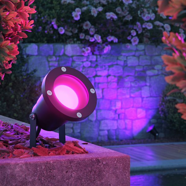 LED Gartenstrahler DUK Erdspieß für außen, Aluminium, IP65, inkl. Smart Home RGBW GU10 LED Lampe, 5,4W, 473lm (Farbe wählbar) Tiefpreis